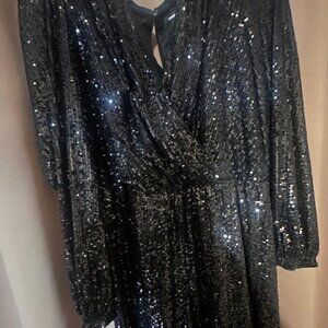 Black Sequin Express Romper